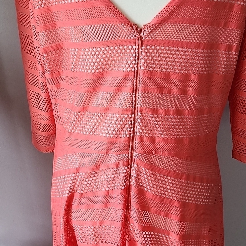 Signature by Sangria Fit and Flare Coral Color Illusion Dress - Picture 4 of 12